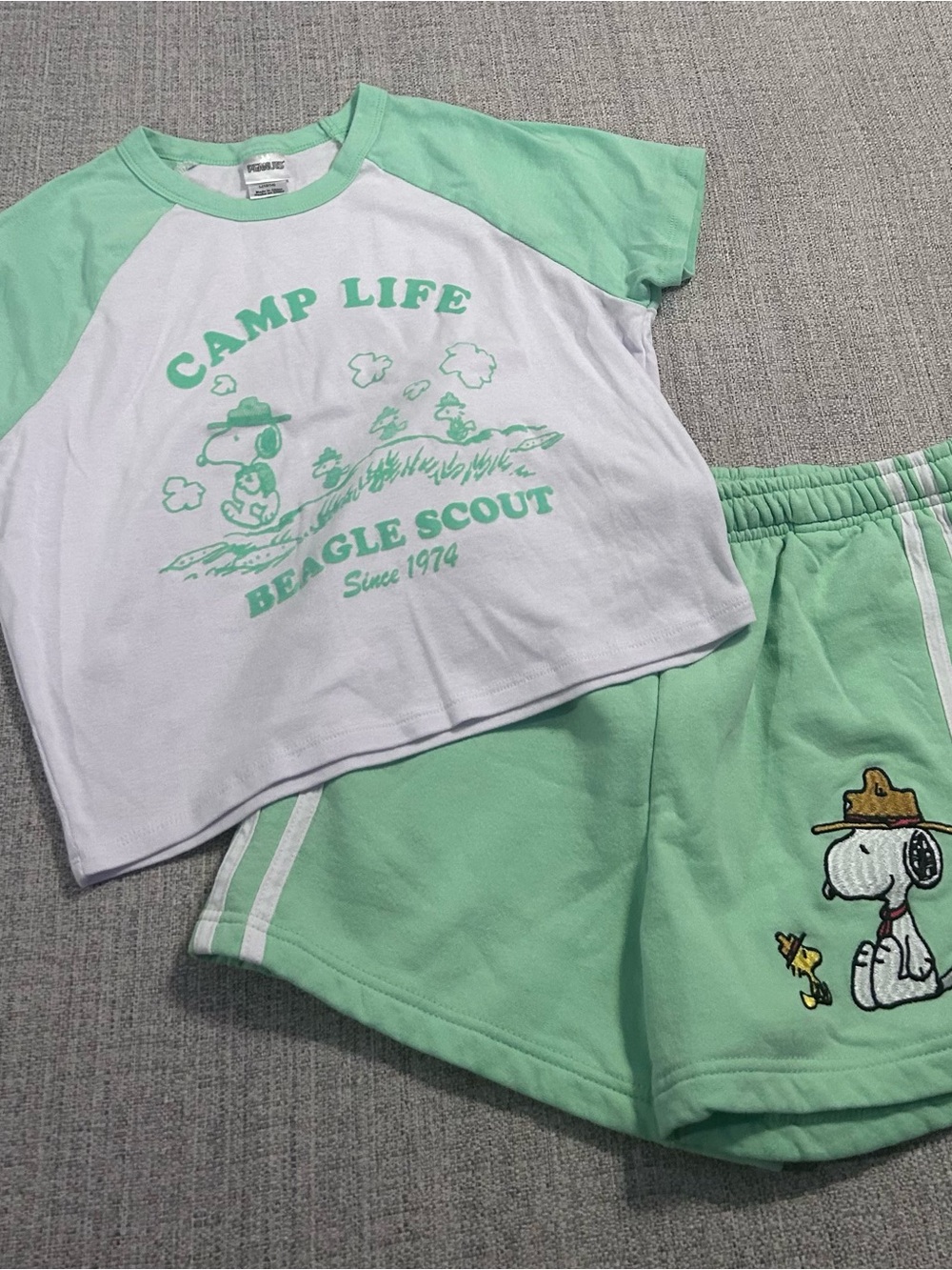 Snoopy Tee & Embroidered Shorts Set - Camp Life Size M & L
